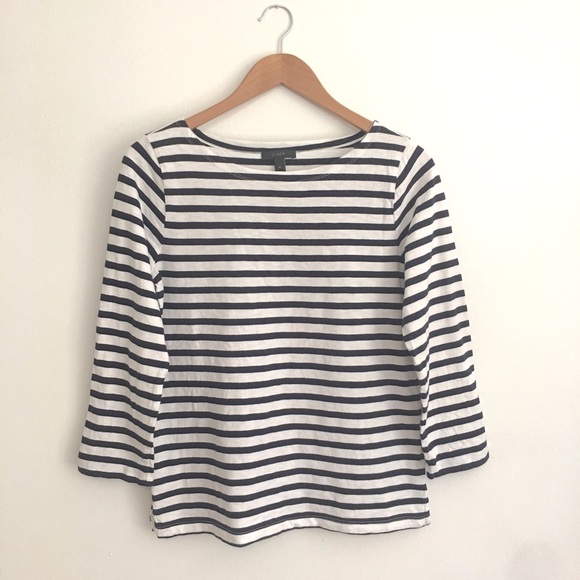 J Crew Striped Boatneck Top